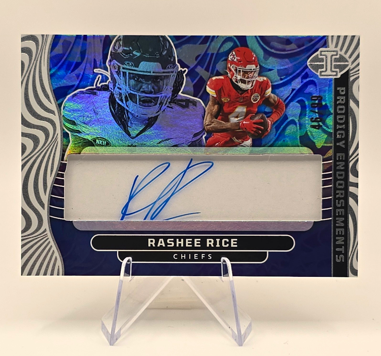 Panini 2024 Illusions Prodigy Endorsements Rashee Rice Chiefs #PE-RRE Auto /99 Panini 2024 Illusions Prodigy Endorsements Rashee Rice Chiefs #PE-RRE Auto /99