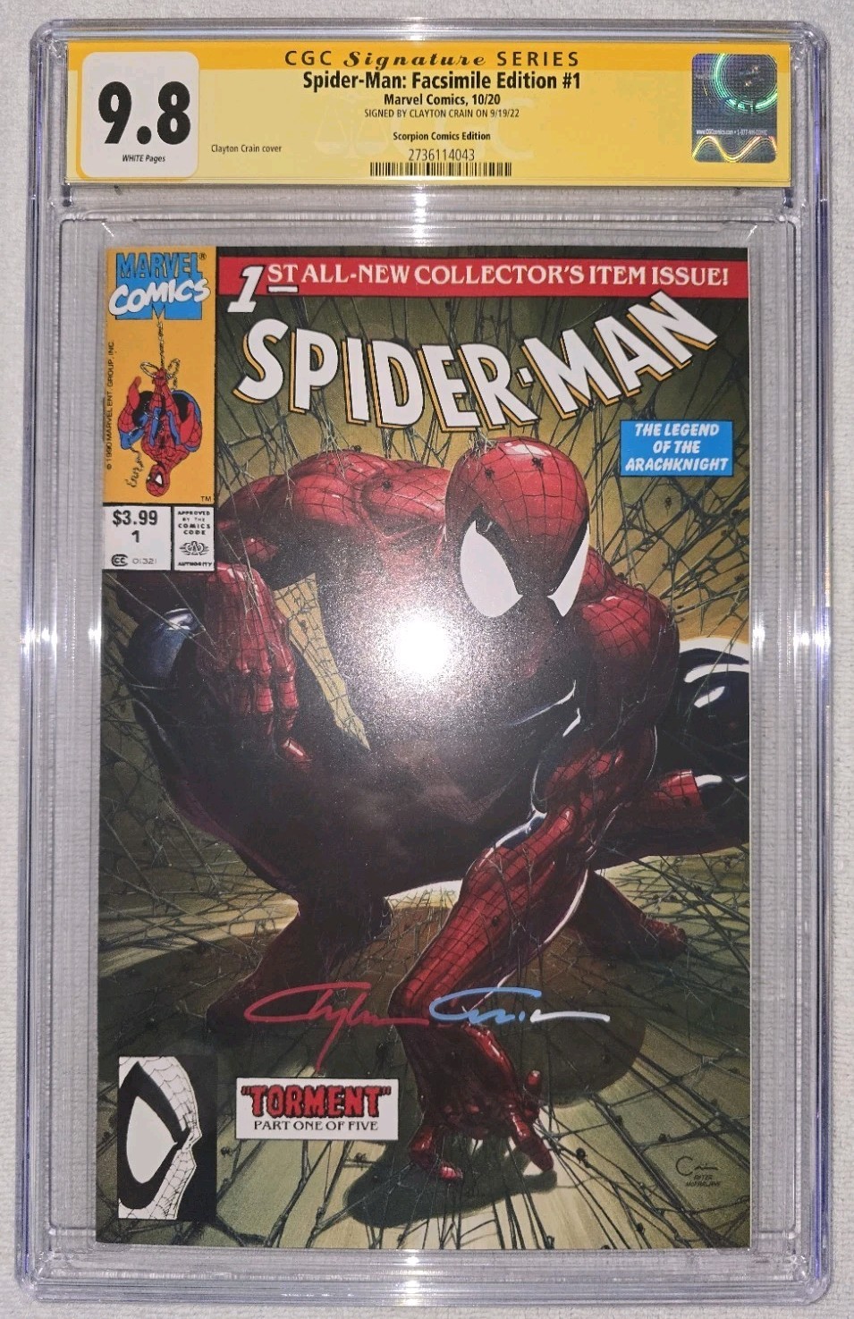 Spider-Man : Facsimile CGC SS 9.8 Crain Variant Scorpion Comics Spider-Man : Facsimile CGC SS 9.8 Crain Variant Scorpion Comics