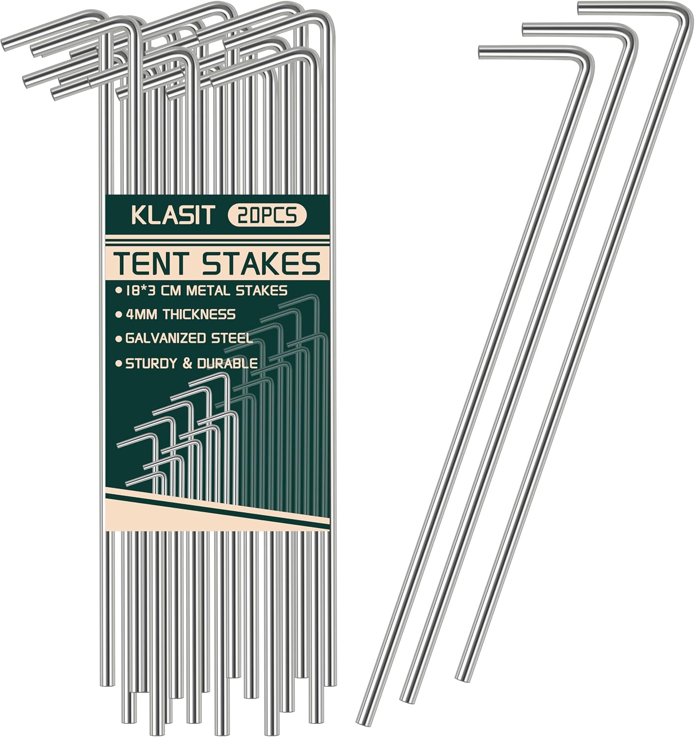 20 Pack Of Heavy Duty Metal Galvanized Steel Tent Stakes for Camping/Inflatables