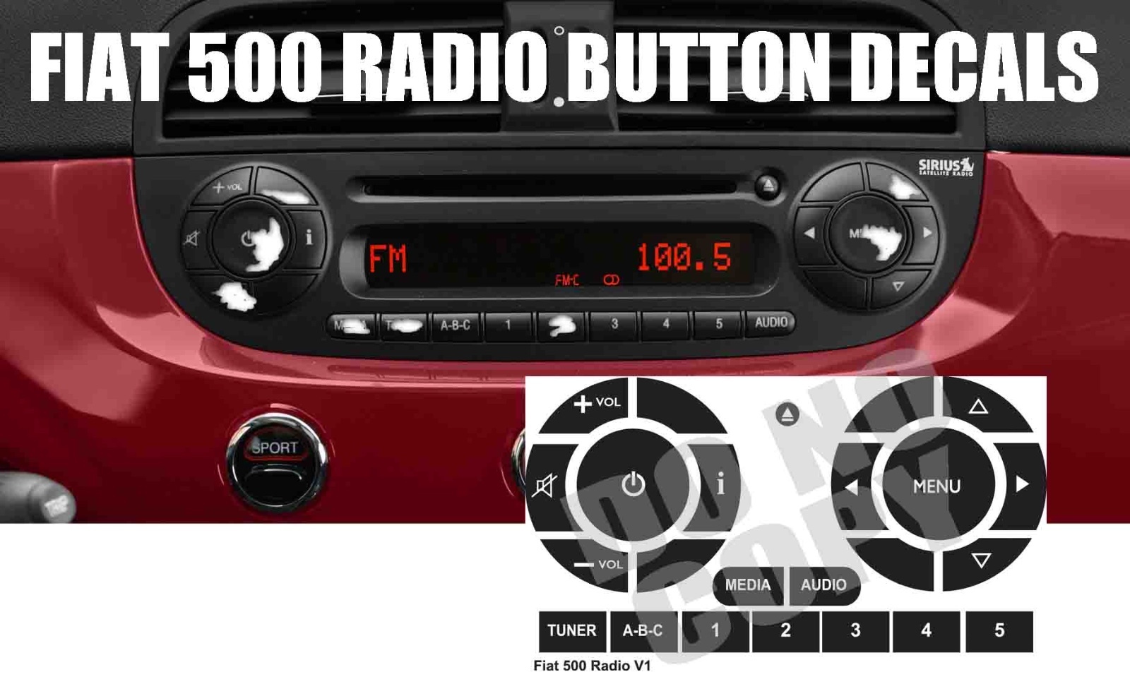 Fits FIAT 500 PREMIUM Button Restore Decals for Radio Peeling Worn Button Fix