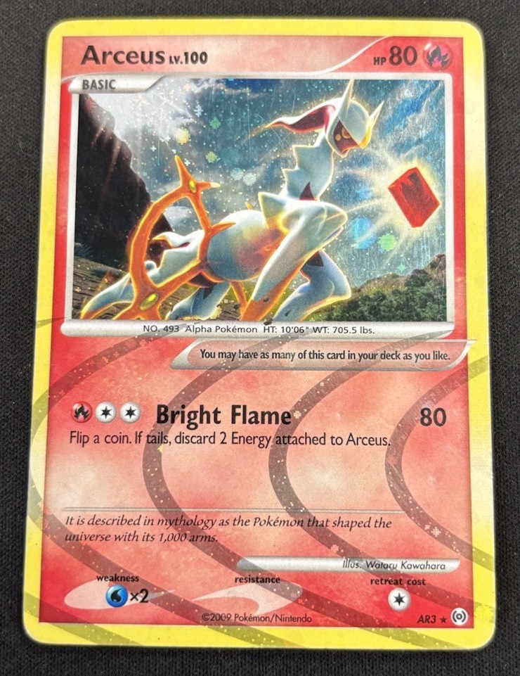 🔥 2009 POKEMON PLATINUM ARCEUS #AR3 ARCEUS-HOLO RARE CARD 🔥 Damaged/HP 🔥 2009 POKEMON PLATINUM ARCEUS #AR3 ARCEUS-HOLO RARE CARD 🔥 Damaged/HP