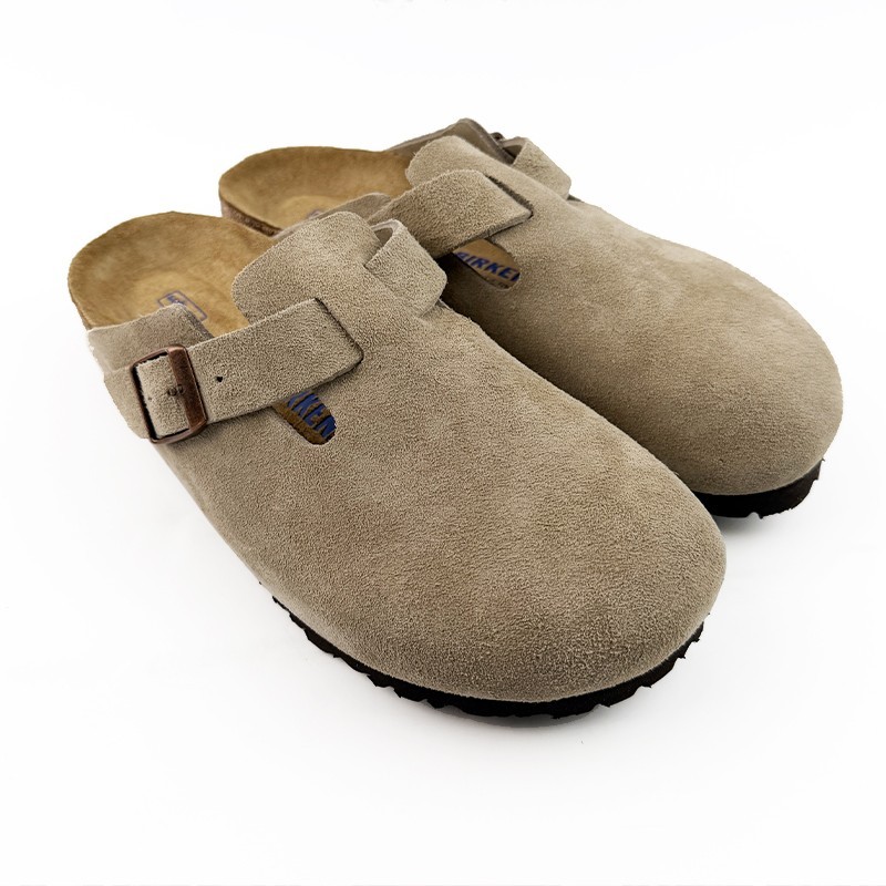 Birkenstock Boston Unisex Soft Footbed Suede Leather Clogs Multiple Taupe Sizes