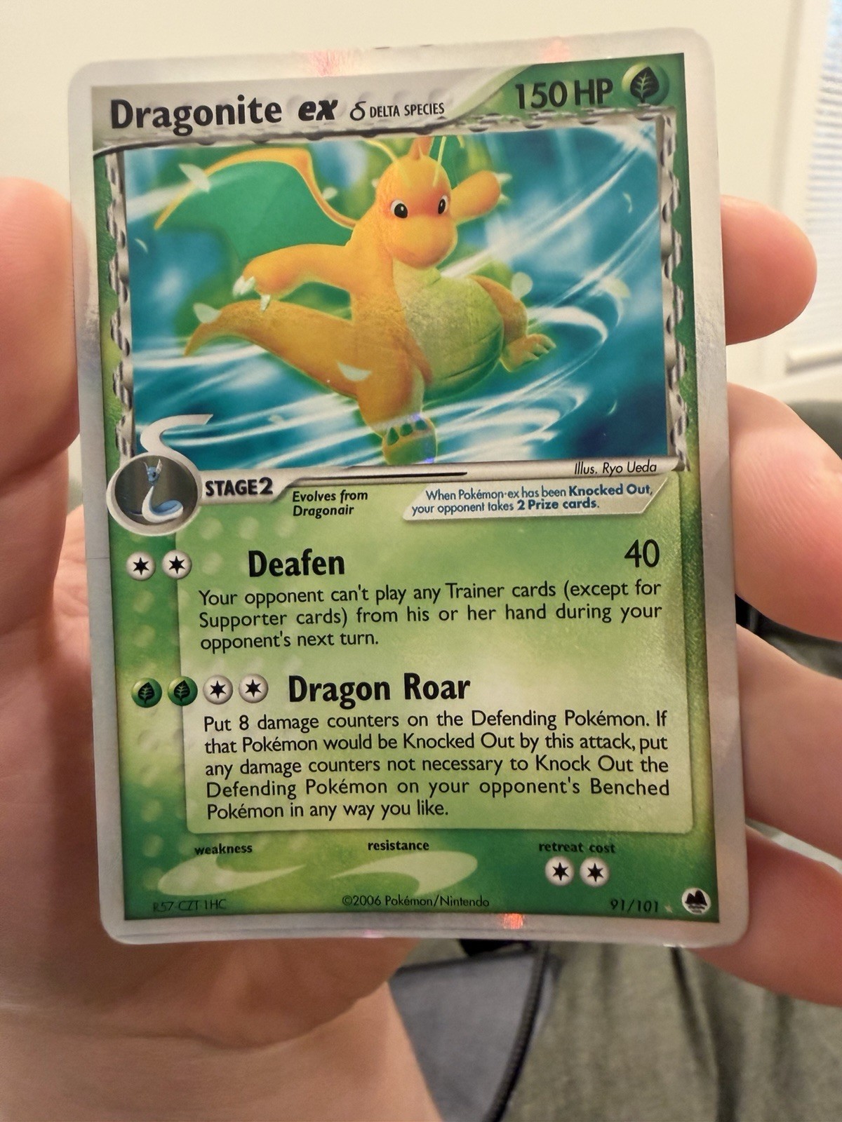 Dragonite ex Delta Species Holo Ultra Rare 91/101 EX Dragon Frontiers MP Dragonite ex Delta Species Holo Ultra Rare 91/101 EX Dragon Frontiers MP