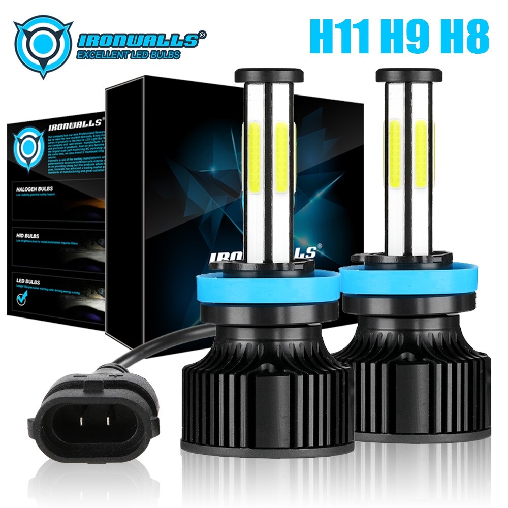 6-Sided H9 H11 LED Headlight Bulbs Low Beam 10000W 360000LM Super Bright White