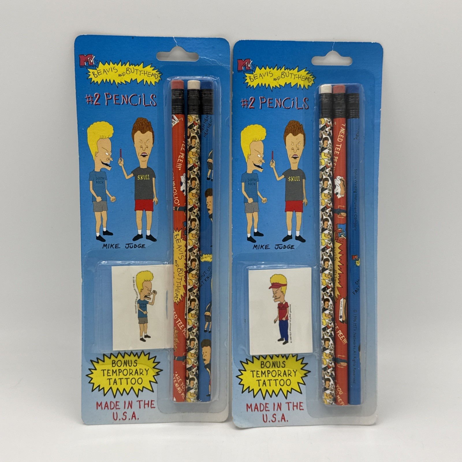 Vintage 1997 MTV Beavis & Butthead Pencils & Temporary Tattoo Set New Sealed Vintage 1997 MTV Beavis & Butthead Pencils & Temporary Tattoo Set New Sealed