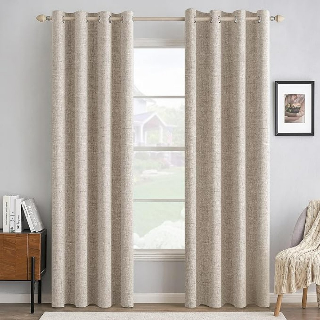 100% Blackout Linen Curtains Thermal Insulated Grommet 2 Panels Set 50\ 100% Blackout Linen Curtains Thermal Insulated Grommet 2 Panels Set 50\