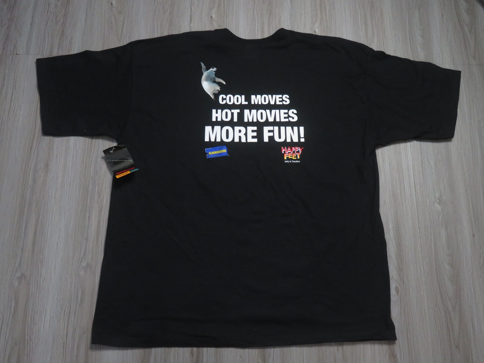 Vintage 2006 Happy Feet Promo 2XL Black Blockbuster Video Double Sided Rare Y2K Vintage 2006 Happy Feet Promo 2XL Black Blockbuster Video Double Sided Rare Y2K