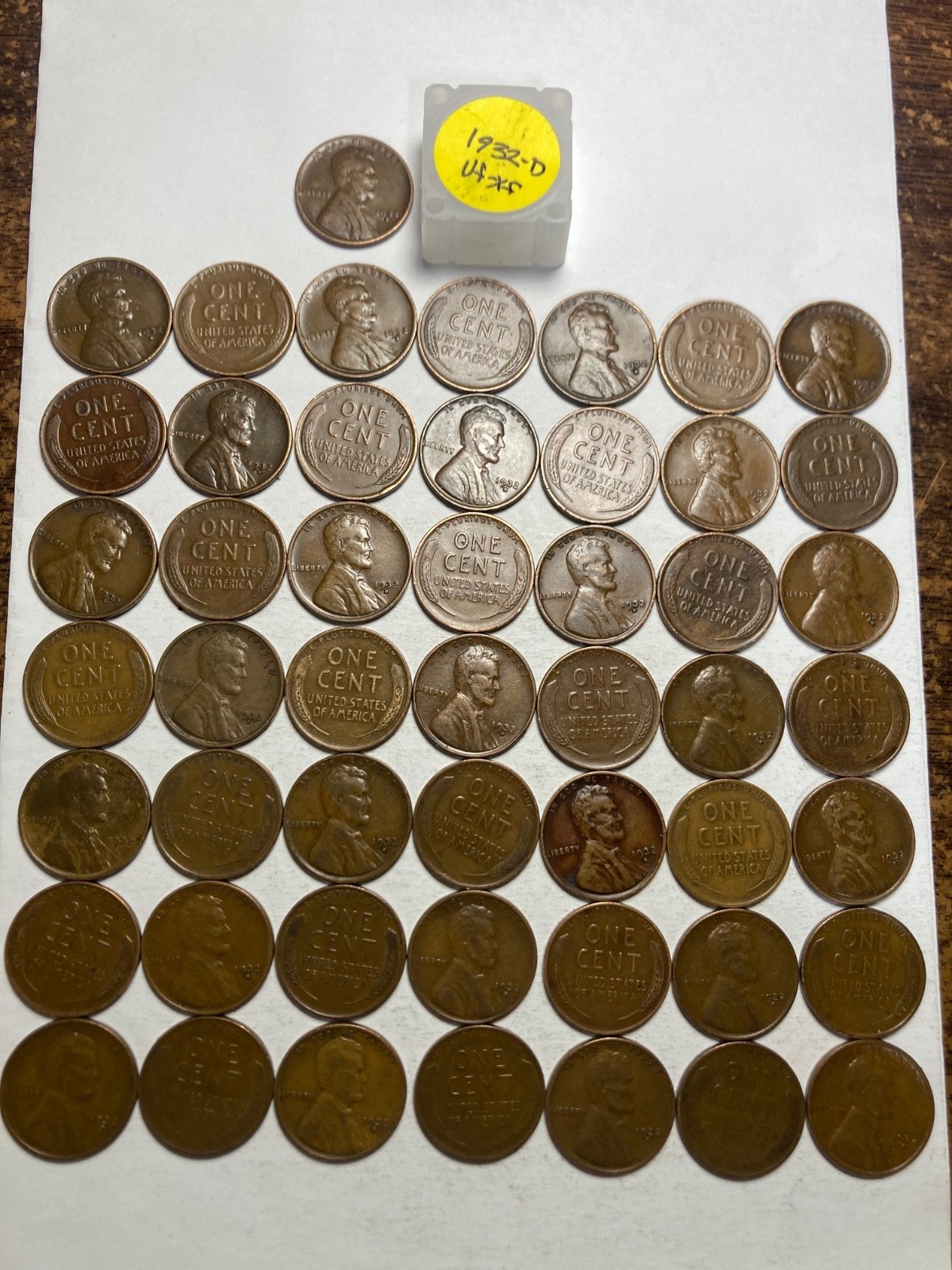1932-D LINCOLN WHEAT CENT ROLL, HIGH GRADE, 50 COINS, ALL COINS \ 1932-D LINCOLN WHEAT CENT ROLL, HIGH GRADE, 50 COINS, ALL COINS \