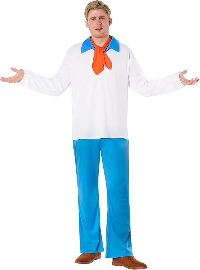 Men`s Fred Jones Costume Mystery Inc Leader Scooby Doo Detective Halloween