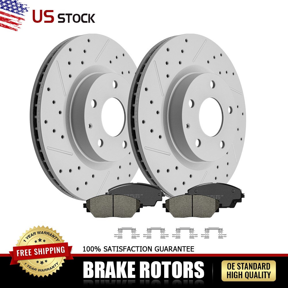 11.61“ Front Drilled Brake Rotors+Ceramic Pads Set for 2016-2022 Mazda CX-3 AWD