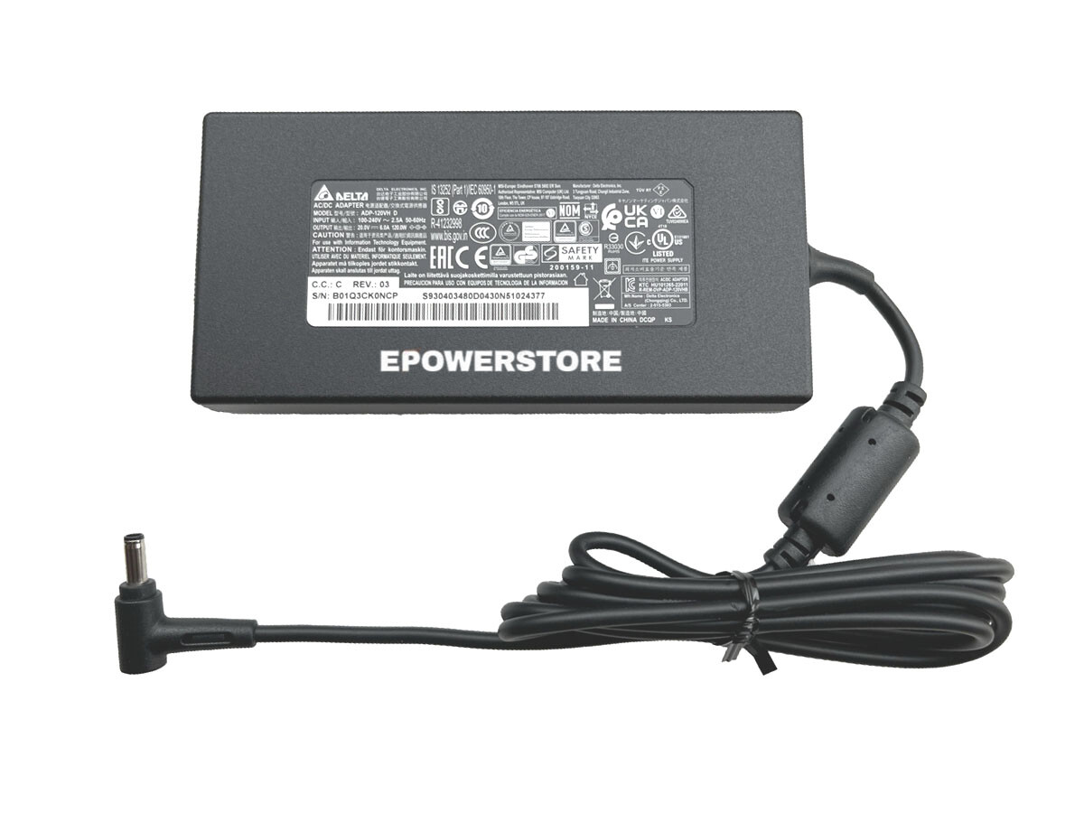 Delta 120W AC Adapter Charger For MSI Thin GF63 11SC-693US MS-16R5 Power Supply