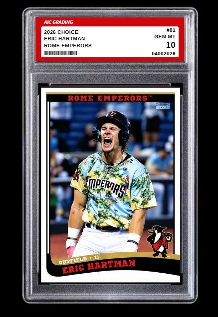 2026 Choice Eric Hartman Minor League Rookie Card #01 Rome Emperors Graded 10 2026 Choice Eric Hartman Minor League Rookie Card #01 Rome Emperors Graded 10