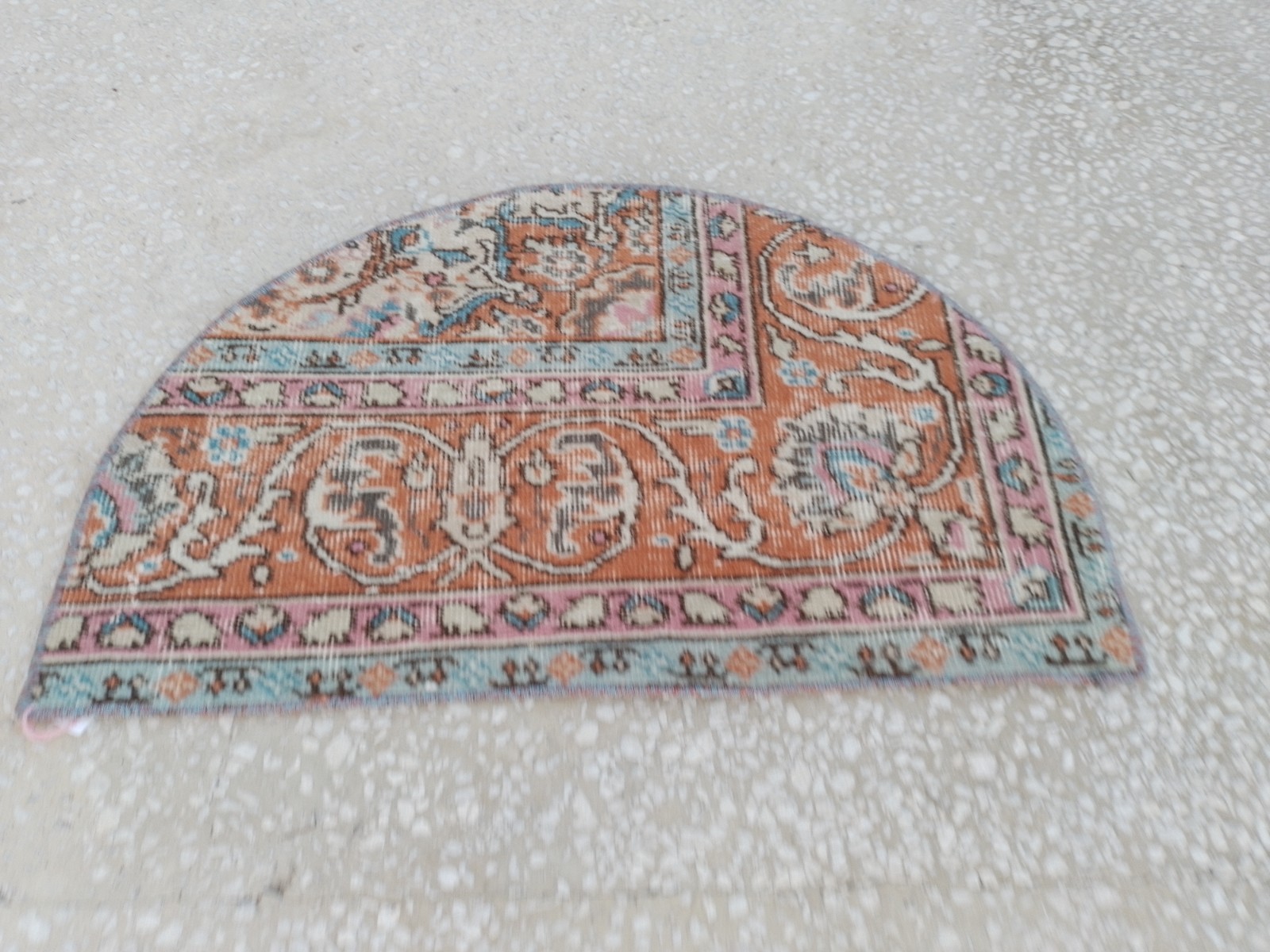 48x75 cm Terracotta Vintage Wool Carpet, Unique Authentic Christmas Gift UM