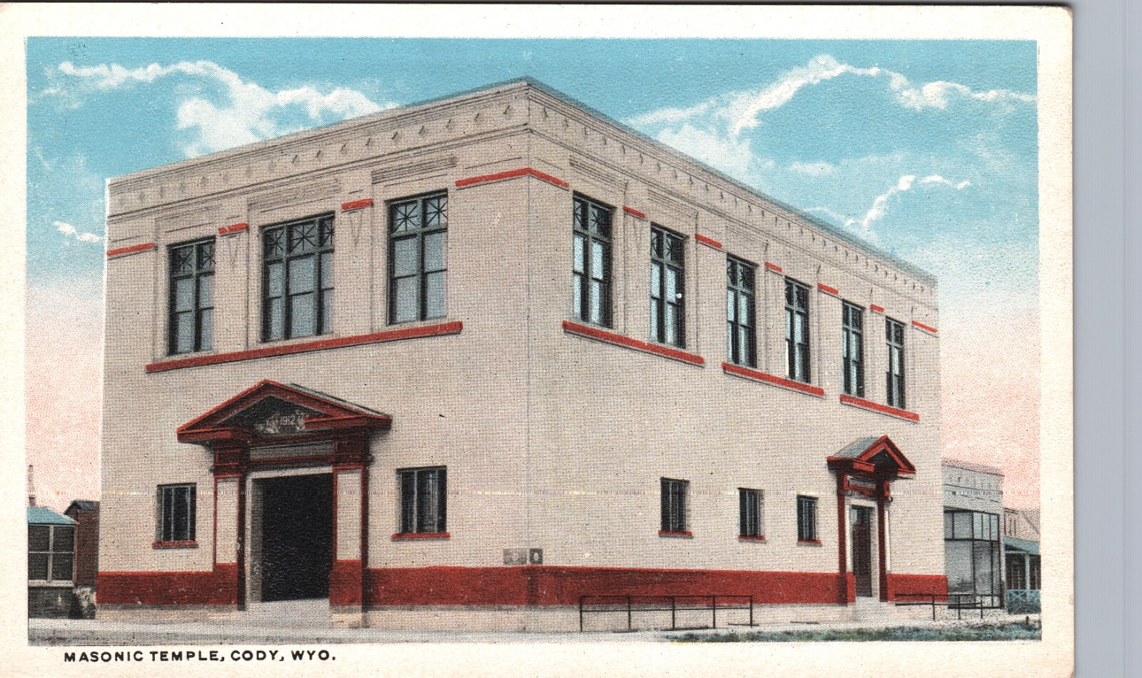 MASONIC TEMPLE c1920s cody wy original antique postcard wyoming history