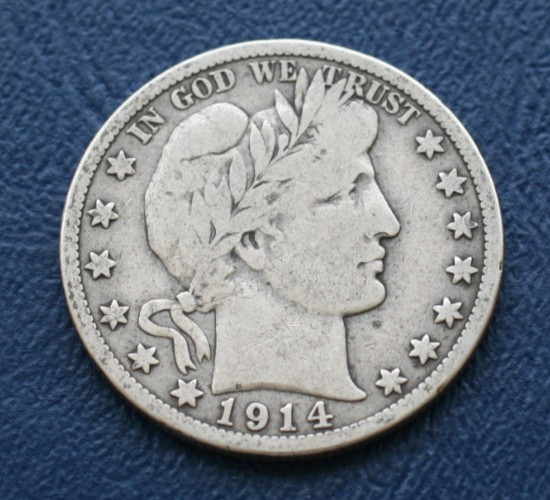1914 S BARBER SILVER HALF DOLLAR *VERY GOOD PLUS DETAILS*