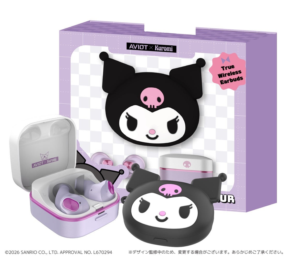 Presale AVIOT TE-Q3R-KUR Kuromi Wireless Earbuds Bluetooth English Voice Sanrio
