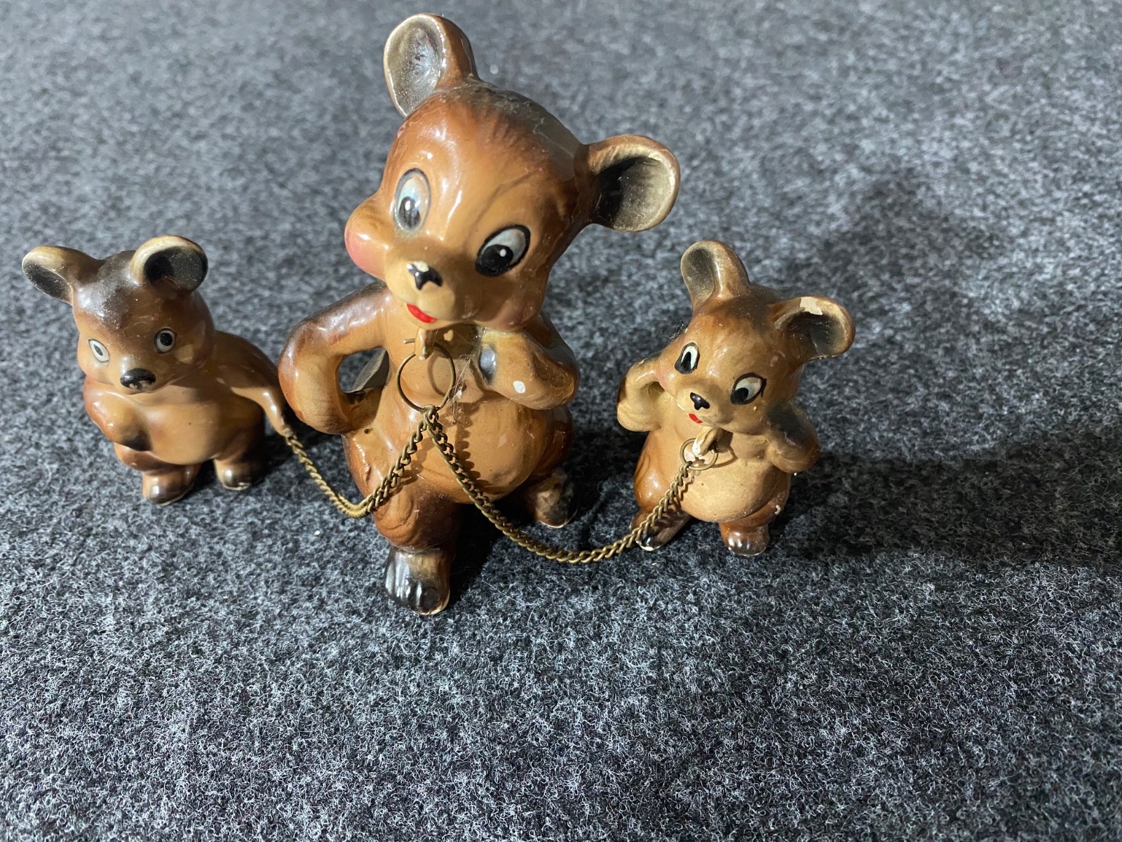 Rare Antique Bear Family Chained