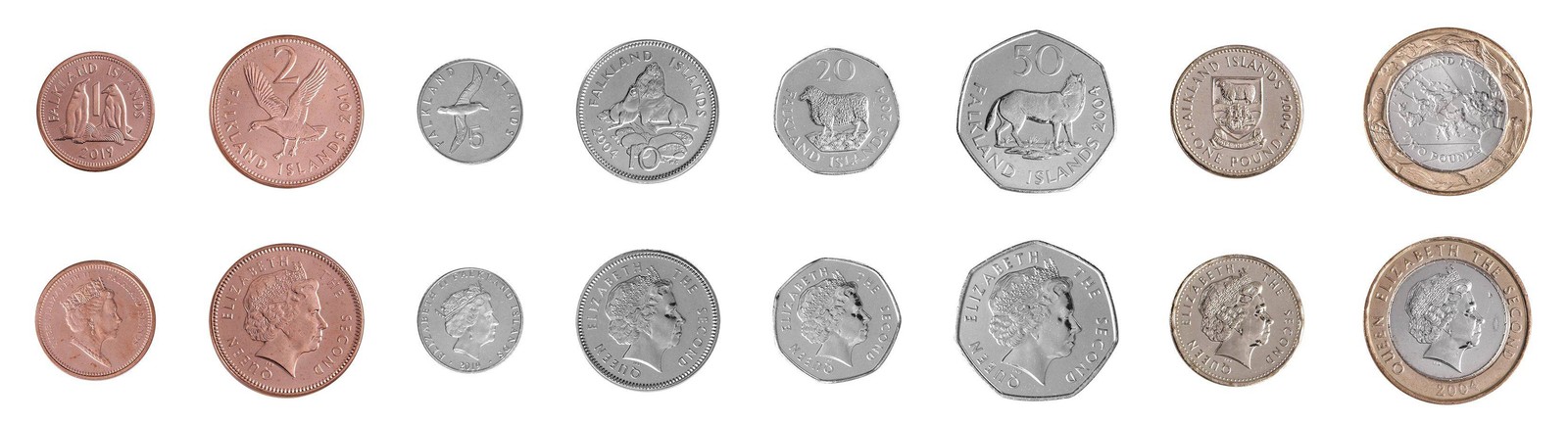 Falkland Islands 1 Penny - 2 Pounds 8 Pcs Set, 2004-2019, N #143983-195161, Mint Falkland Islands 1 Penny - 2 Pounds 8 Pcs Set, 2004-2019, N #143983-195161, Mint