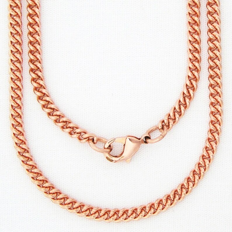 Solid Copper Necklace Chain Fine 3mm Cuban Curb Chain Necklace NC71 Solid Copper Solid Copper Necklace Chain Fine 3mm Cuban Curb Chain Necklace NC71 Solid Copper