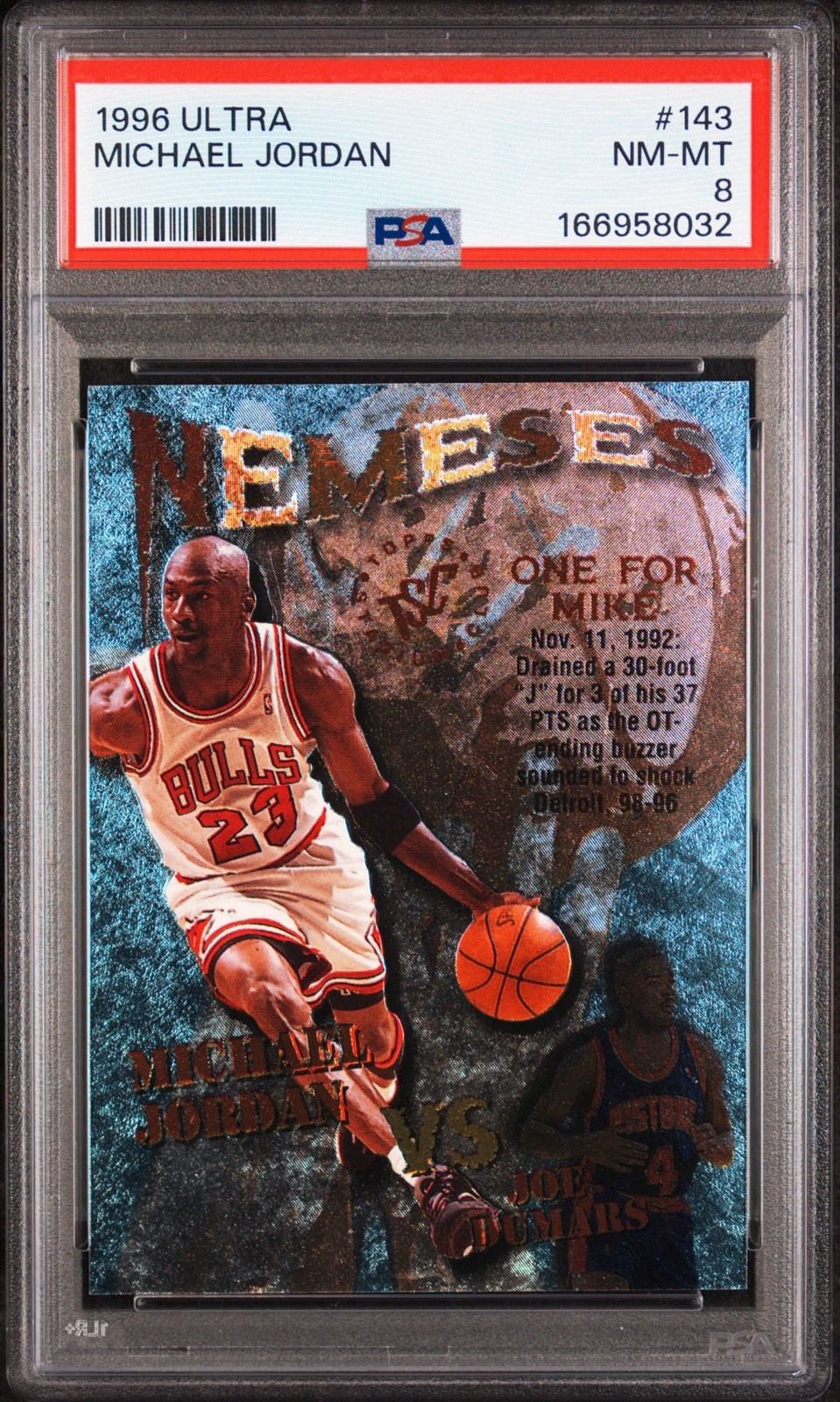 🔥1995-96 Topps Stadium Club - Nemeses Michael Jordan, Joe Dumars #N10 PSA 8🔥 🔥1995-96 Topps Stadium Club - Nemeses Michael Jordan, Joe Dumars #N10 PSA 8🔥