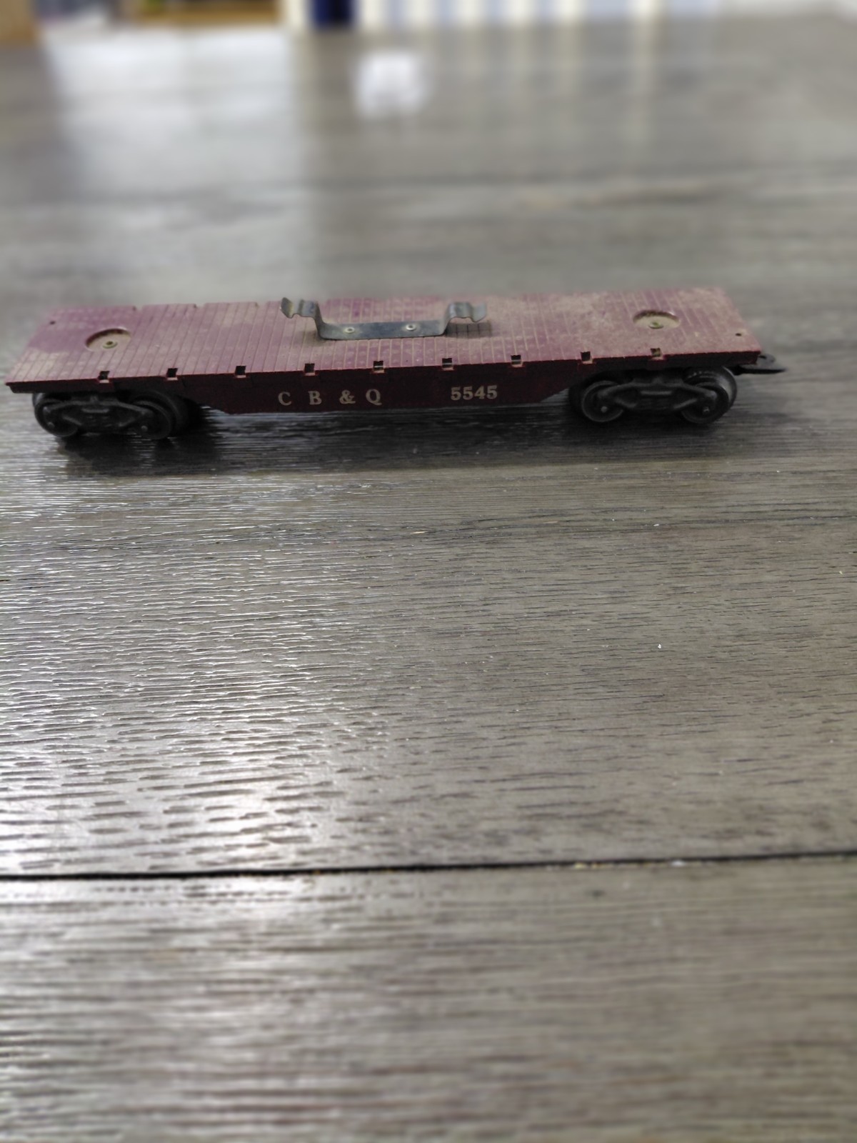 Marx #5545 O Gauge CB&Q Flatcar Maroon