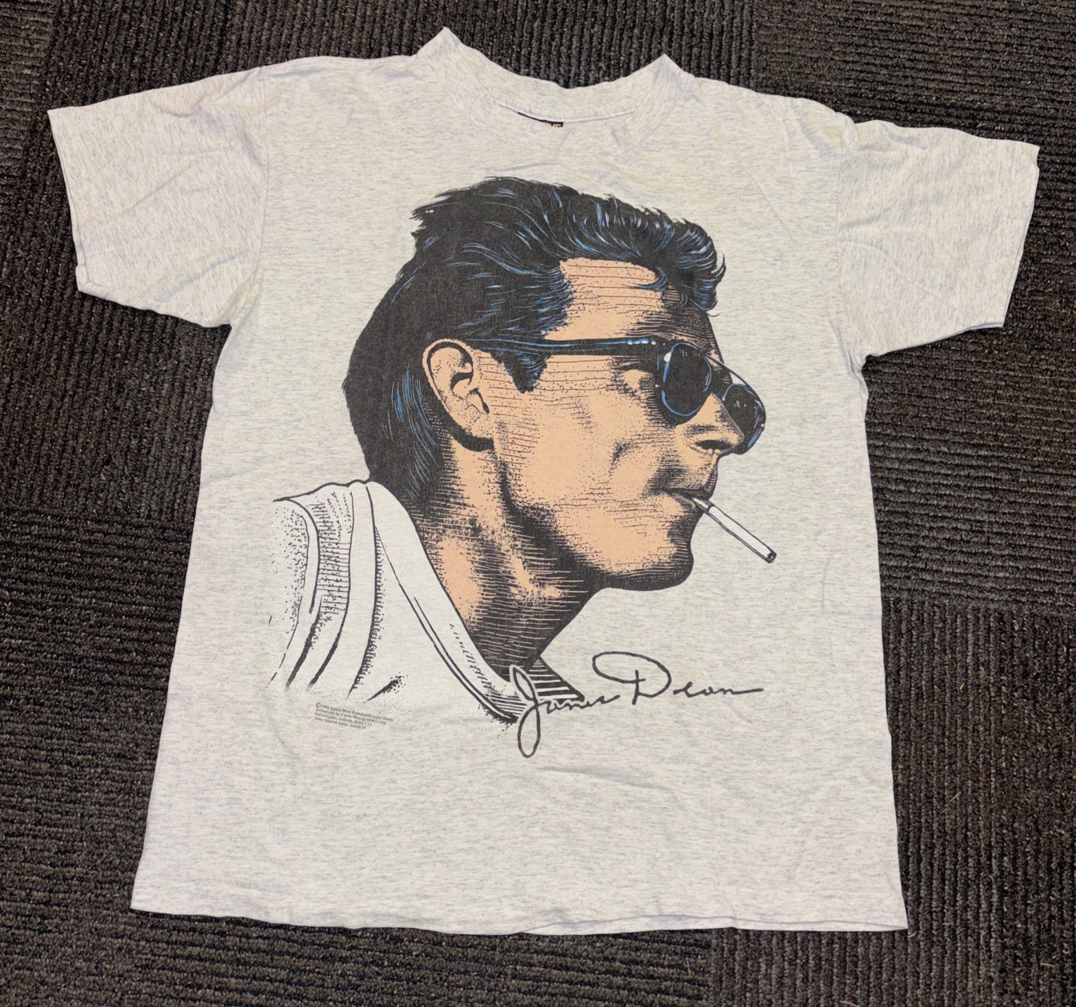 Vintage 1991 James Dean T-Shirt Creative Images L Grey Single Stitch USA Made