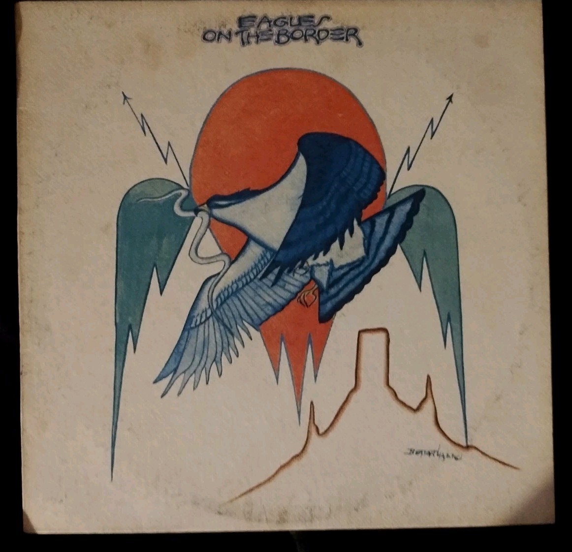 THE EAGLES On The Border LP 1974, 1st Ed  W/Rare Dbl Sided Poster 26X13  NM/NM