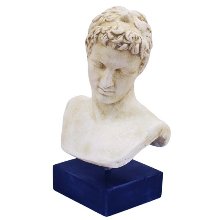 Ephebe of Marathon sculpture statue bust on black marble base