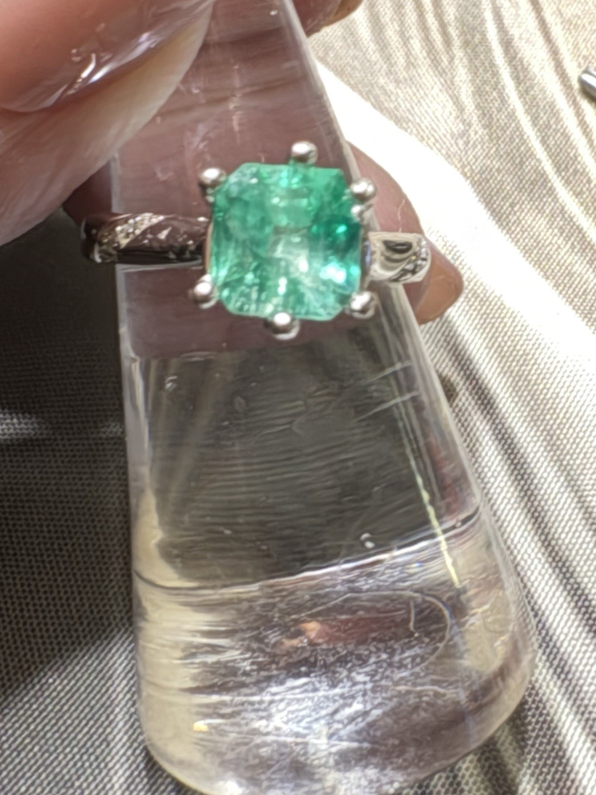 Natural Colombian Emerald Ring – Size 8 – 18K Gold Plated