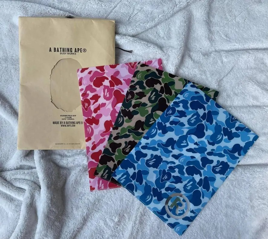 BAPE A Bathing Ape Busy Works Pink, Green & Blue File Folder Set- 3 Pack x2 Sets