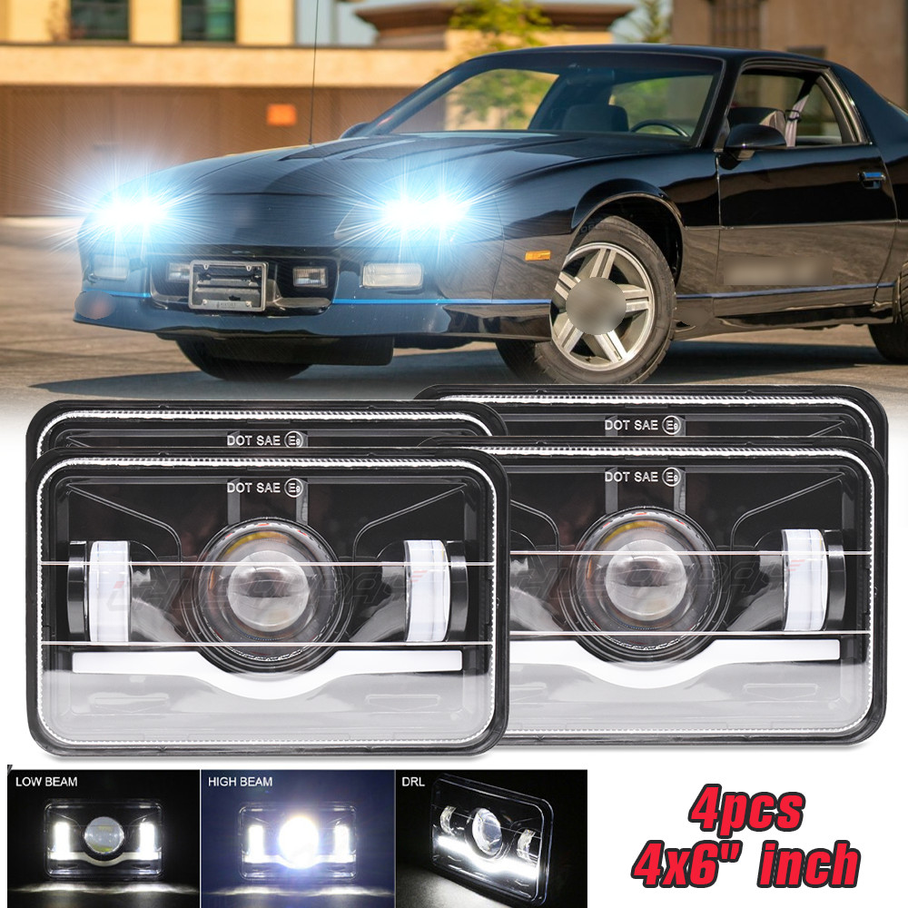 4pc 4x6 inch DOT LED Headlights H4 Fit Chevrolet camaro Iroc-Z Z28 RS 1988-1992