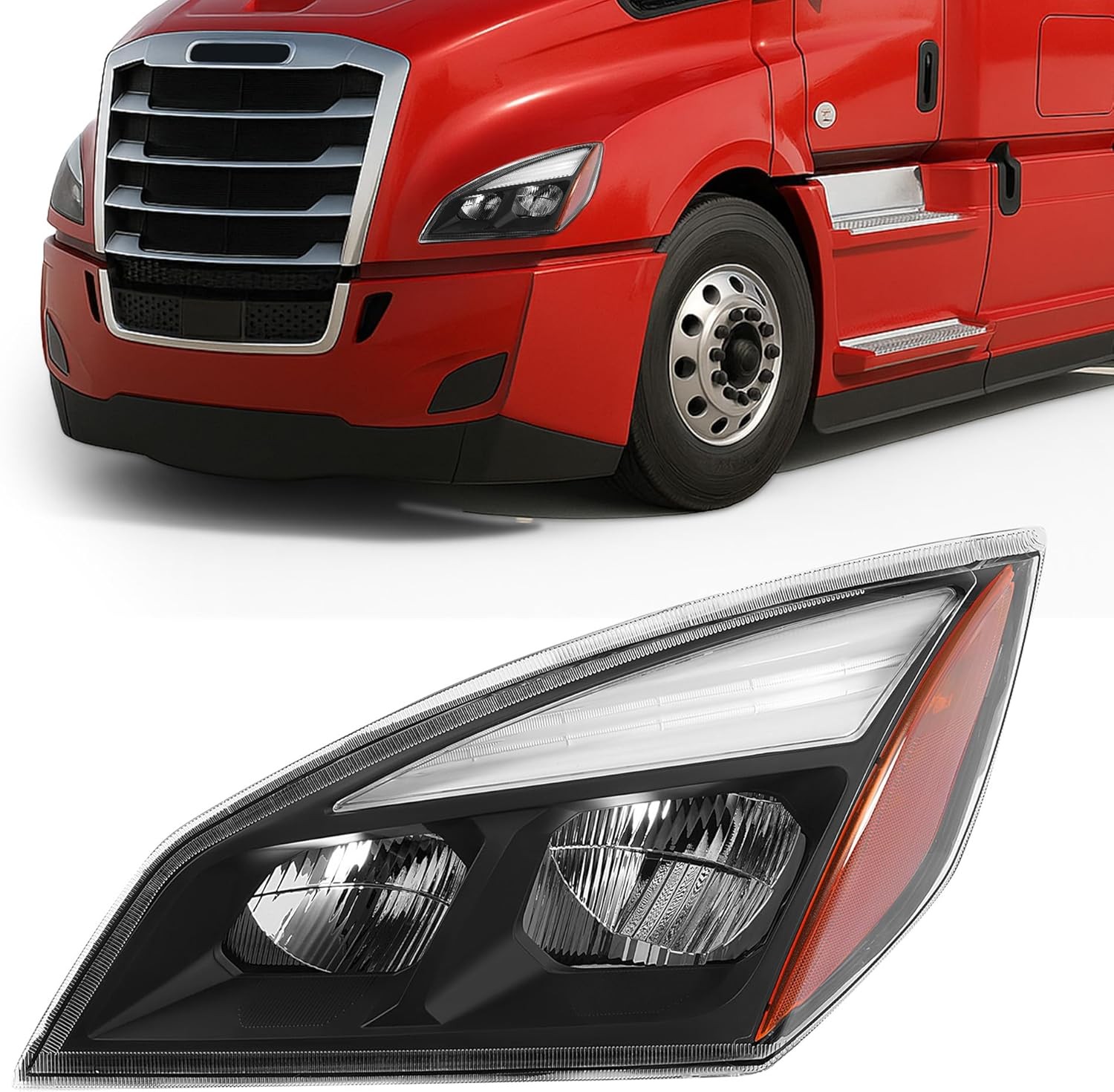 PAIR/SET Full LED Headlight Assembly W/ Bulb For Freightliner Cascadia 2018-2022