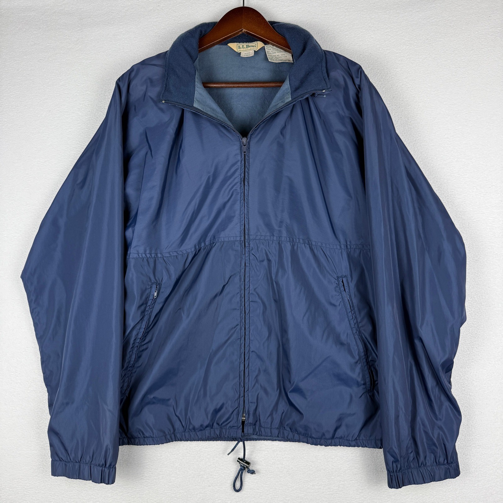 Vtg LL Bean Warm Up Jacket Mens L Lined Full Zip Hooded Windbreaker 80s 90s