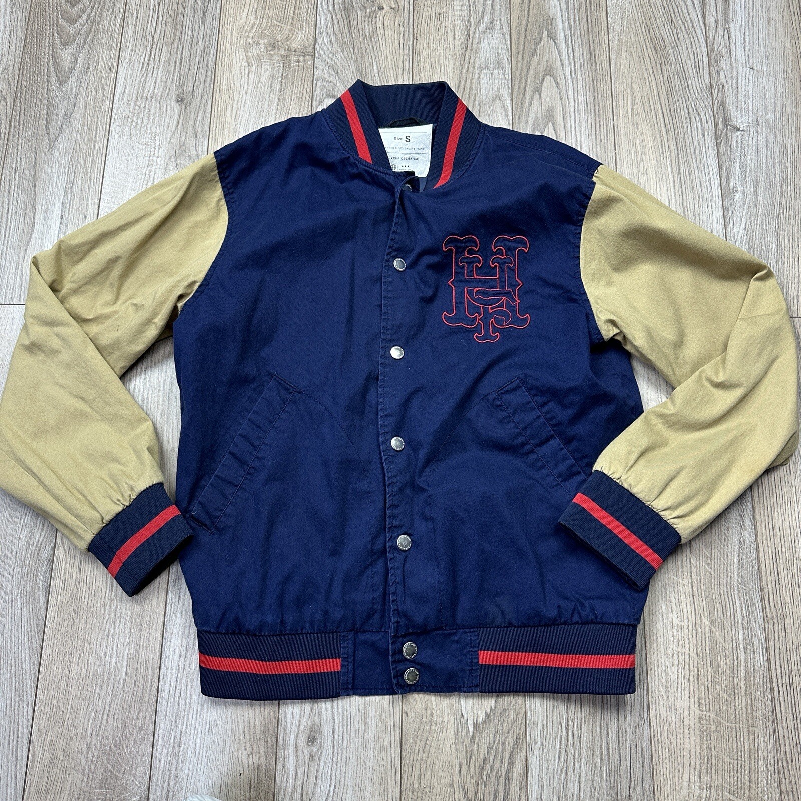 HUF Men’s Blue Tan Varsity Jacket Size Small*