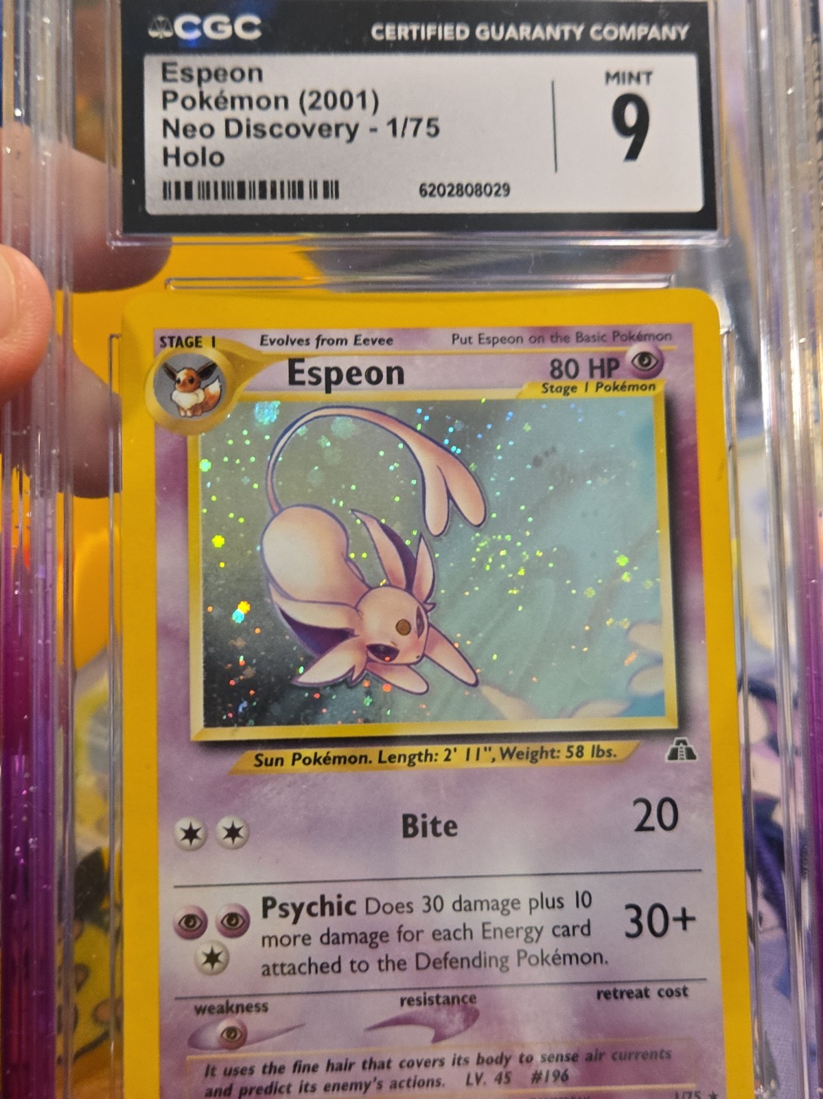 Pokemon Espeon 1/75 Neo Discovery Holo 2001 CGC 9 Mint