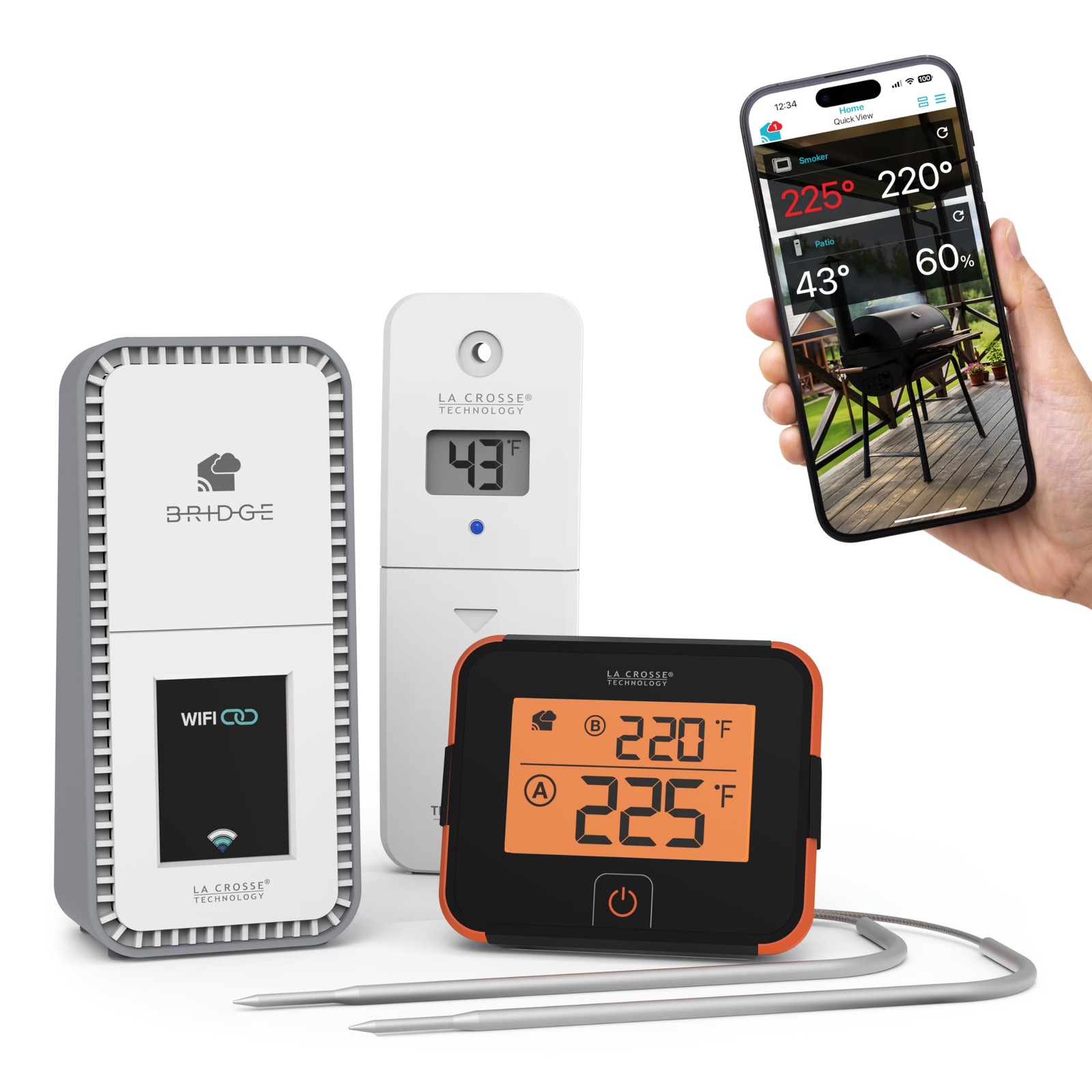 La Crosse Technology BBQ Boss Advanced Wi-Fi Alert and Monitoring System, X100-B
