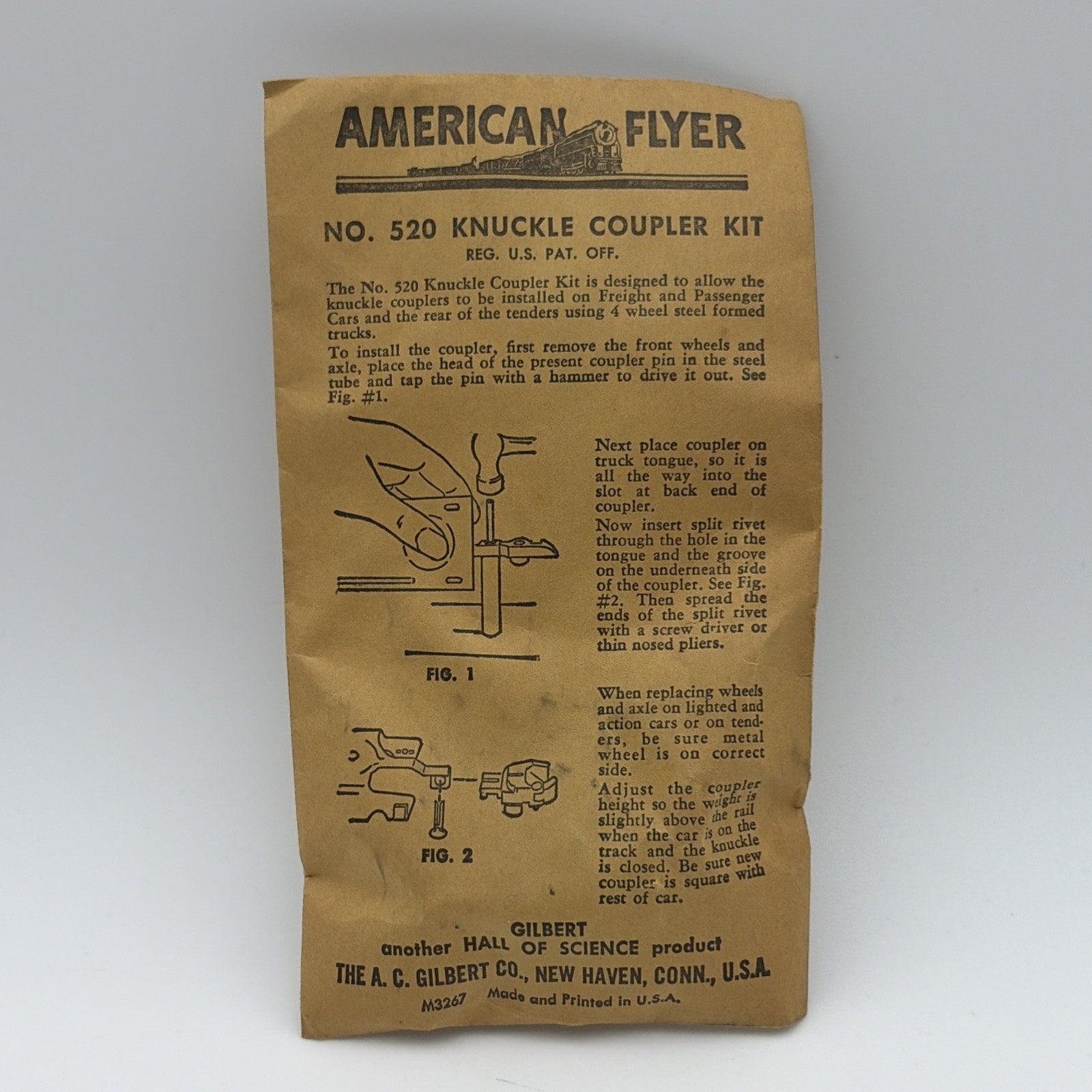 VTG ✅ American Flyer 520 KNUCKLE COUPLER KIT W/Original Price Sticker ✅ SEALED VTG ✅ American Flyer 520 KNUCKLE COUPLER KIT W/Original Price Sticker ✅ SEALED