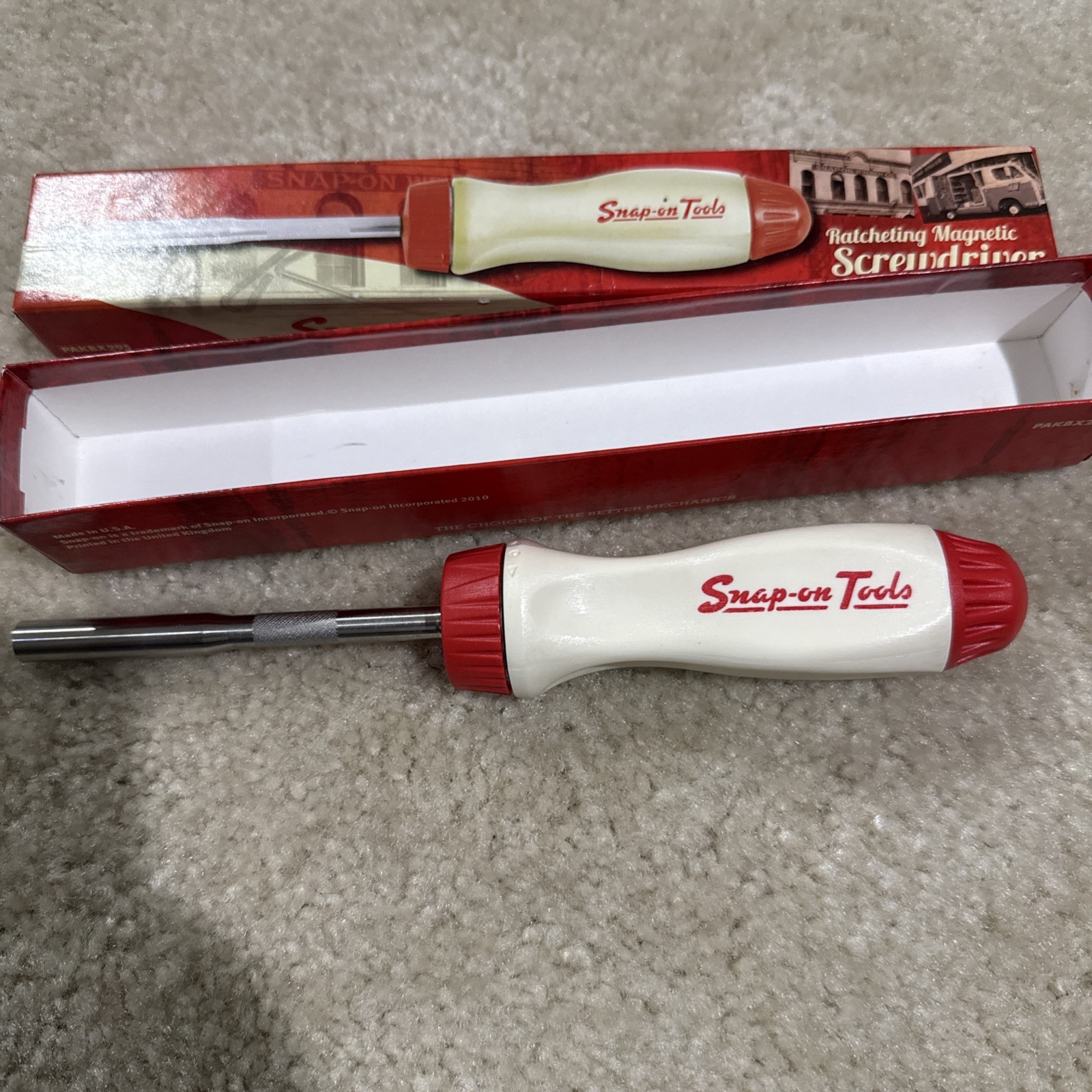 Snap-on Tools USA RARE 1950s Logo Magnetic Ratcheting Screwdriver SSDMR4BSNA Snap-on Tools USA RARE 1950s Logo Magnetic Ratcheting Screwdriver SSDMR4BSNA