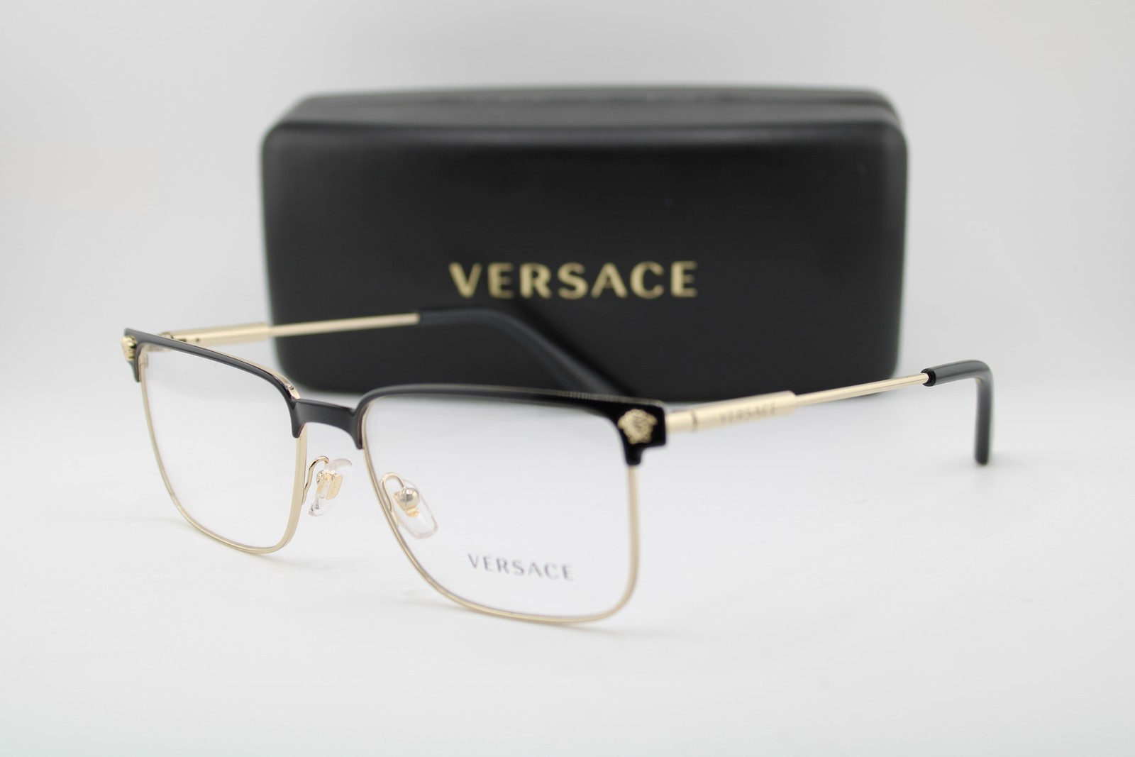 NEW VERSACE MOD. 1276 1371 BLACK GOLD GUNMETAL AUTHENTIC EYEGLASSES 55-17