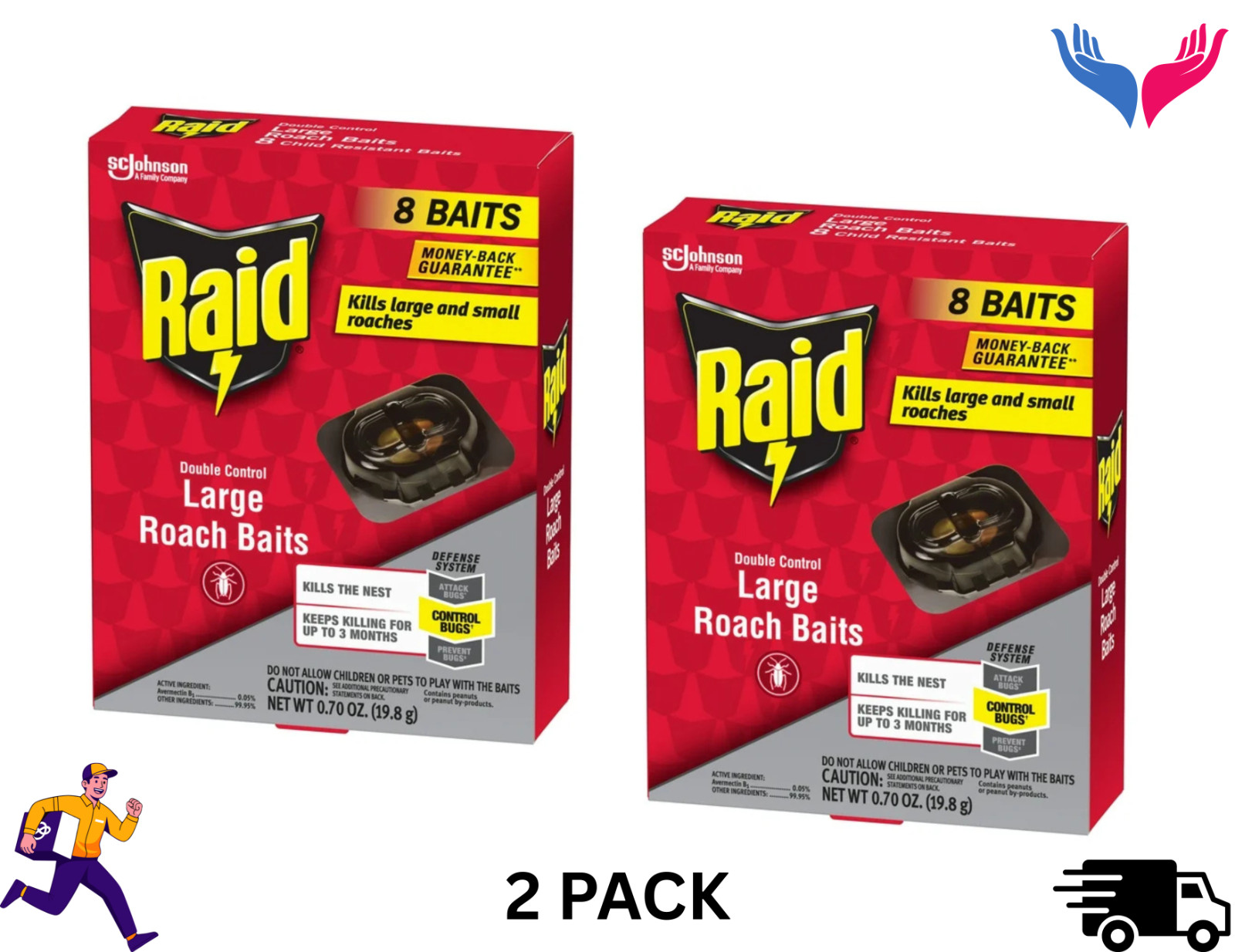 RAID Double Control Large Roach Baits 8 Count Defense System 3 Pack RAID Double Control Large Roach Baits 8 Count Defense System 3 Pack