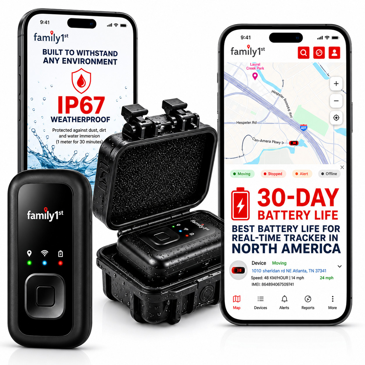Family1st 4G Real-Time Mini GPS Tracker for USA with Weatherproof Magnetic Case