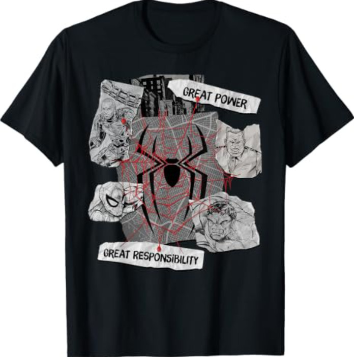 Marvel Spider-Man Brand New Day Power & Responsibility Web T-Shirt