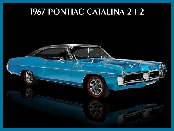 1967 Pontiac Catalina 2+2 in Blue over Black NEW Metal Sign: 12x16