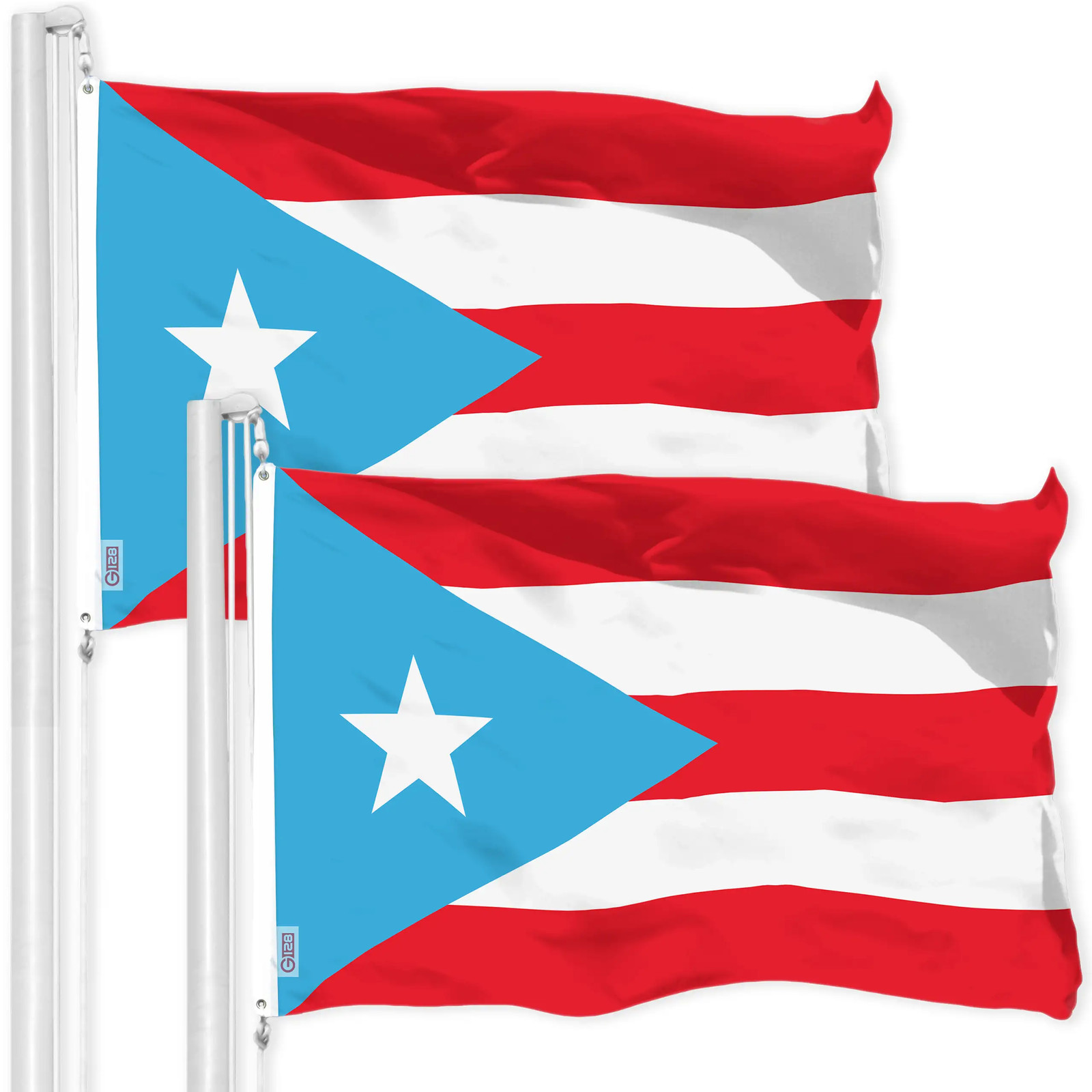 G128 2 Pack: Puerto Rico Light Blue Flag 4x6 Ft Printed 150D Polyester