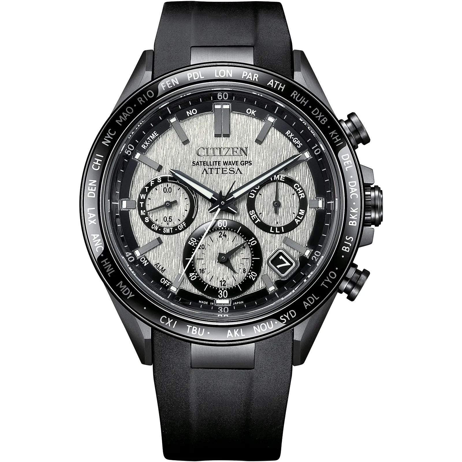 Citizen Men's Attesa Chronograph Date Day Eco-Drive Black Watch 44MM CC4055-14H