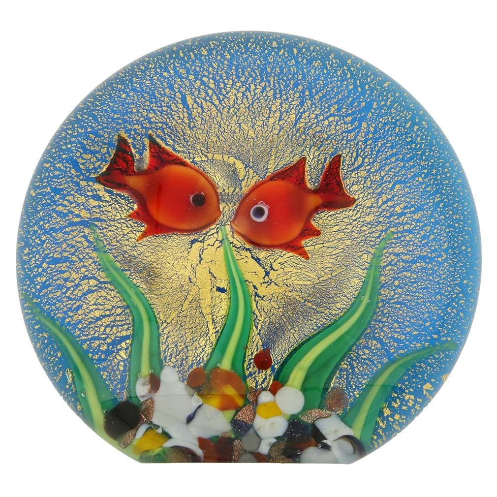 GlassOfVenice Murano Glass Aquarium With Goldfish and Sun