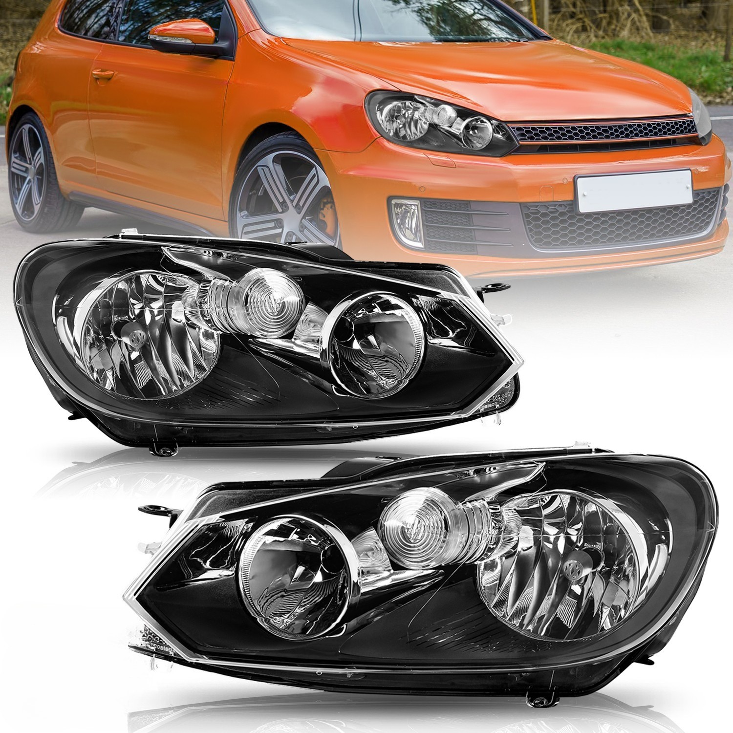 Pairs For 2010-2014 Volkswagen Golf Halogen Headlights Headlamps Assembly Black Pairs For 2010-2014 Volkswagen Golf Halogen Headlights Headlamps Assembly Black