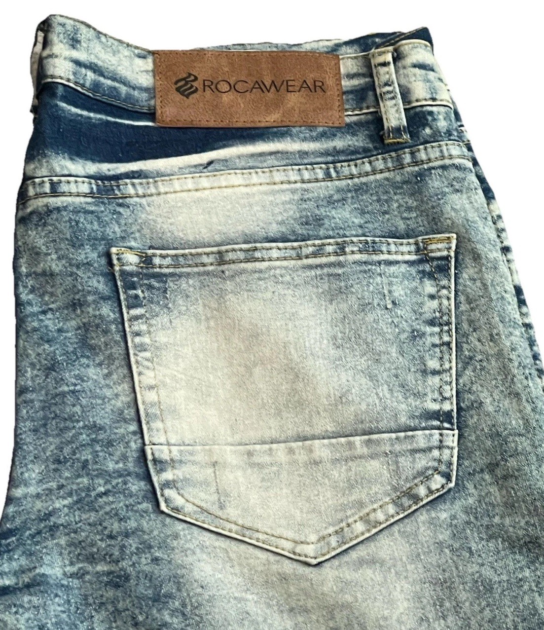 Rocawear Men’s Size 34 Acid Wash Slim Fit Blue Jeans Hip Hop Streetwear Stretch