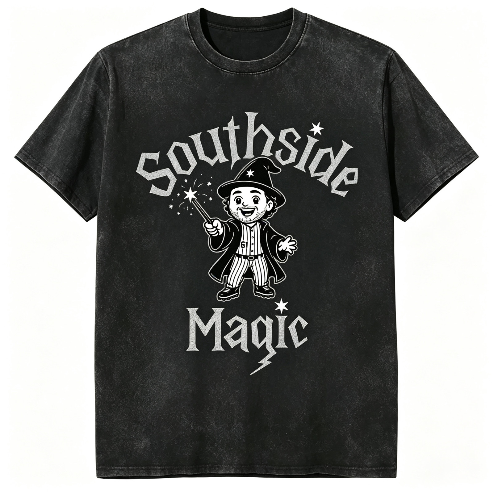 Southside Magic Wizard Retro Black White Graphic T-Shirt