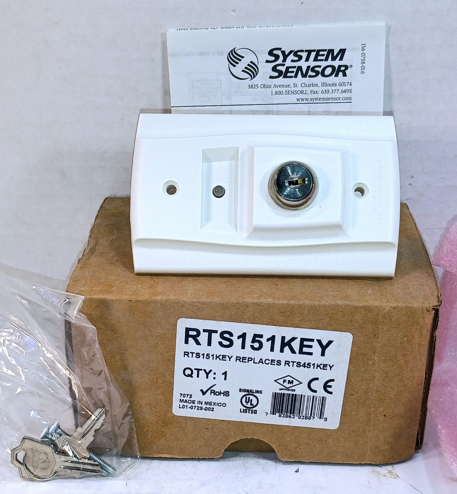 1 NEW SYSTEM SENSOR RTS151KEY REMOTE TEST & RESET STATION NIB ***MAKE OFFER***